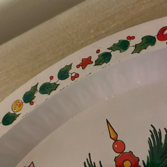 Vintage The Ullman Co. Holiday Christmas Tree Round Metal Serving Tray 13” - Picture 8 of 10